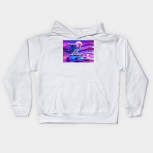 Toyota Supra mk4 Car Synthwave Kids Hoodie